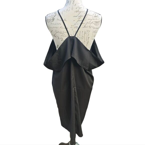 Asos NWT Black Halter‎ Off The Shoulder Mini Dress Size 14 - Picture 4 of 8